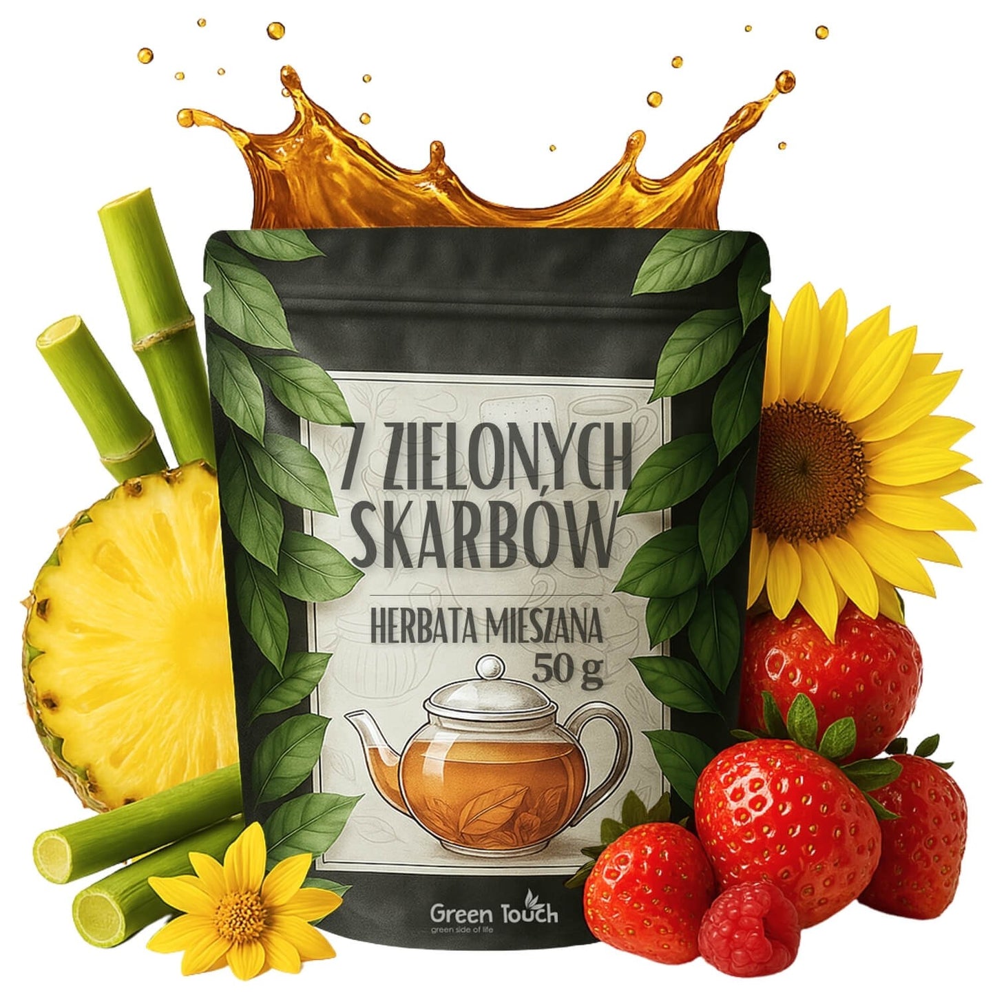 7 Zielonych Skarbów 50 g herbata zielona z bambusem, owocami i kwiatami