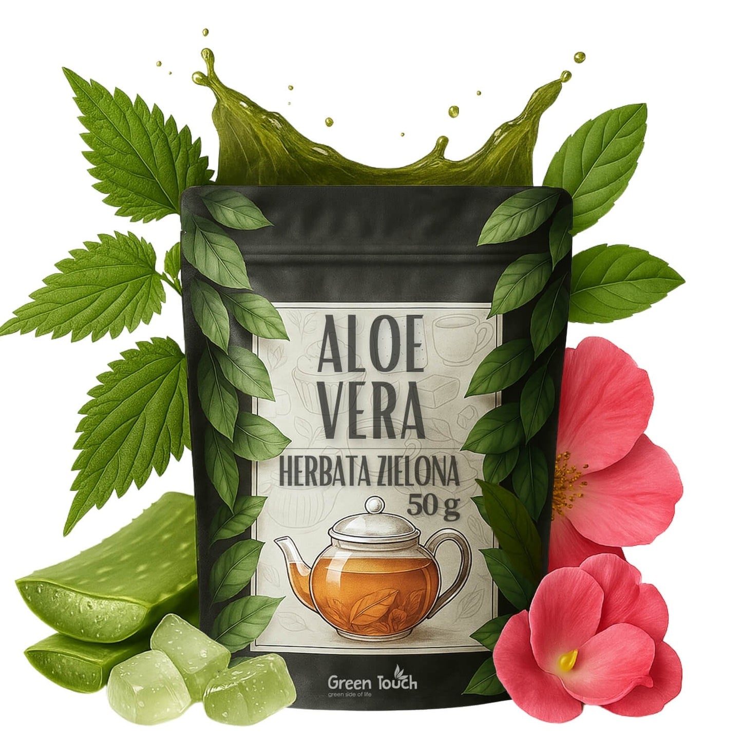 Aloe Vera 50 g herbata zielona z aloesem, pokrzywą i płatkami róży
