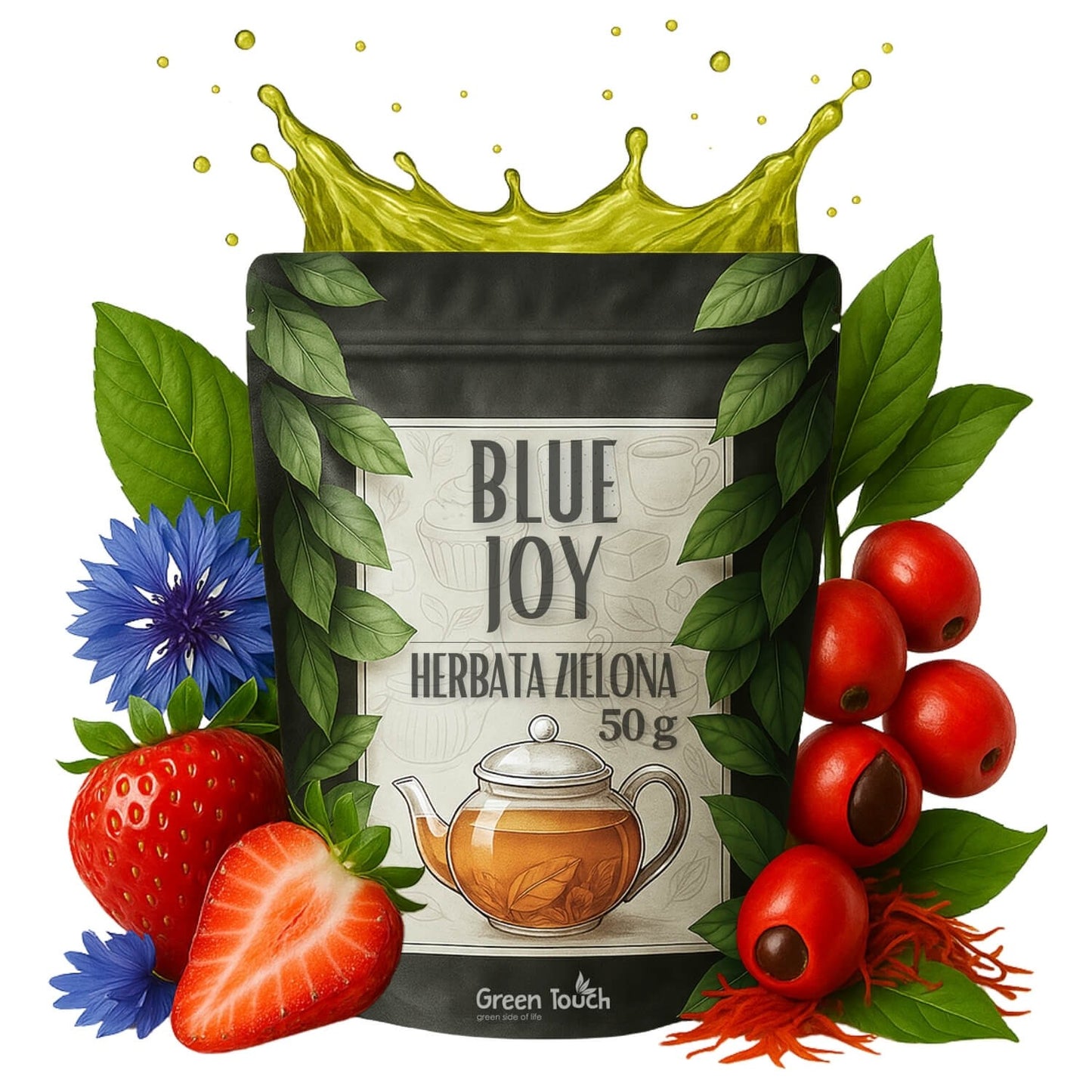 Blue Joy 50 g herbata zielona energetyzująca z guaraną i owocami