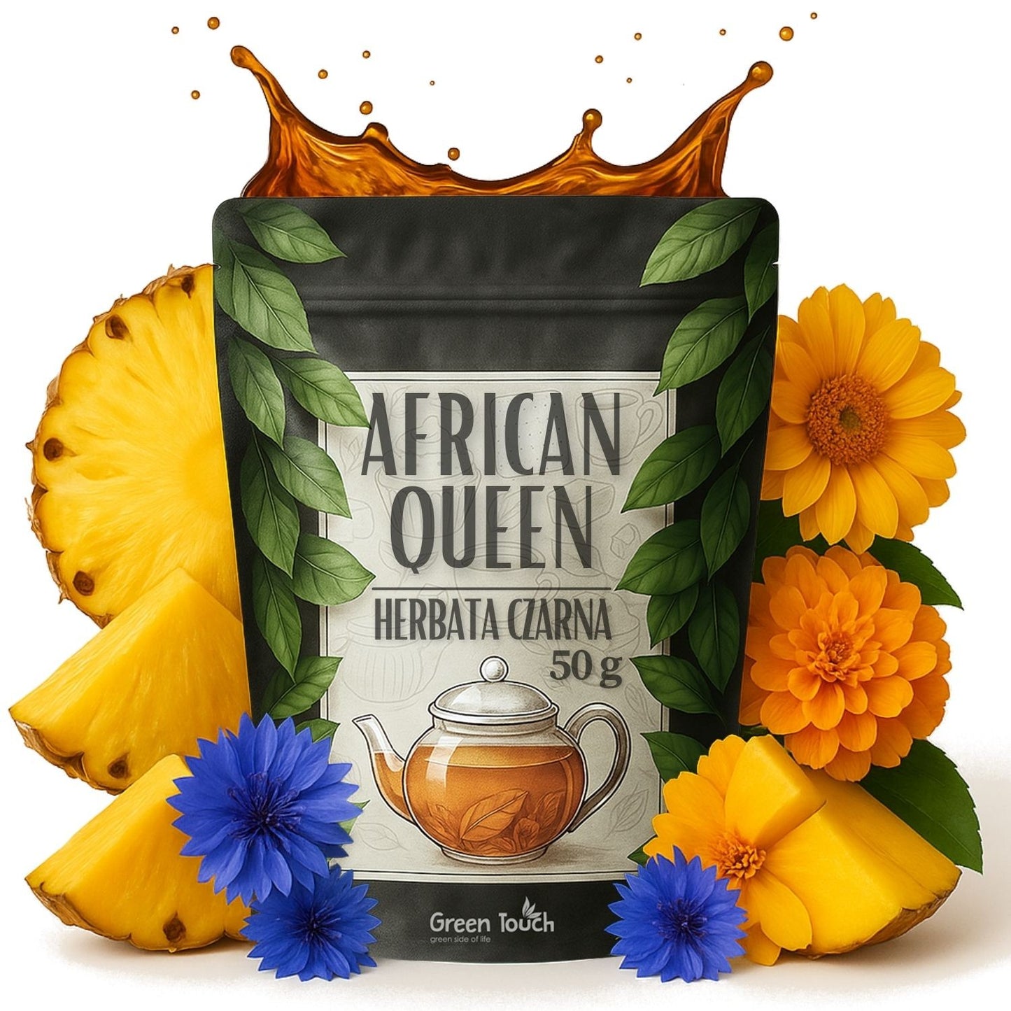 African queen 50 g - herbata czarna liściasta ceylon banan ananas bławatek