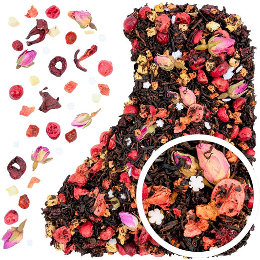Świąteczna bajka 50 g - herbata czarna żurawina pąki róży płatki śniegu owoce