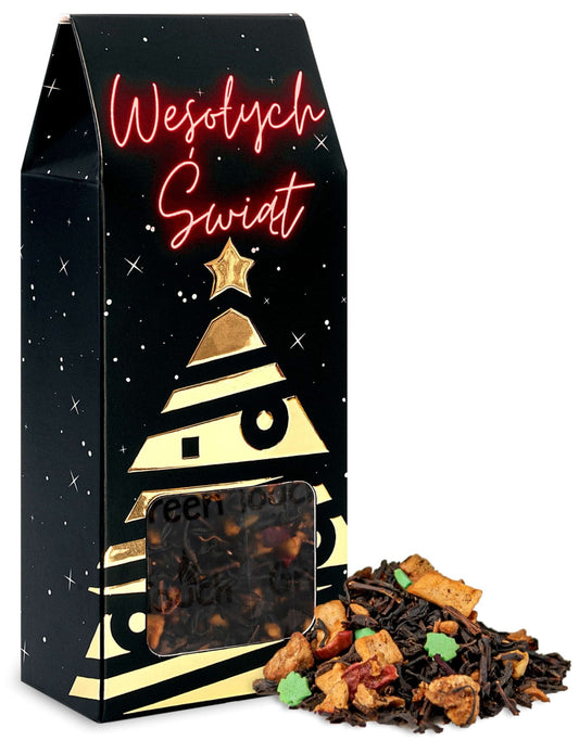 Herbata czarna świąteczna w pudełku na prezent - Zielona choinka 60 g