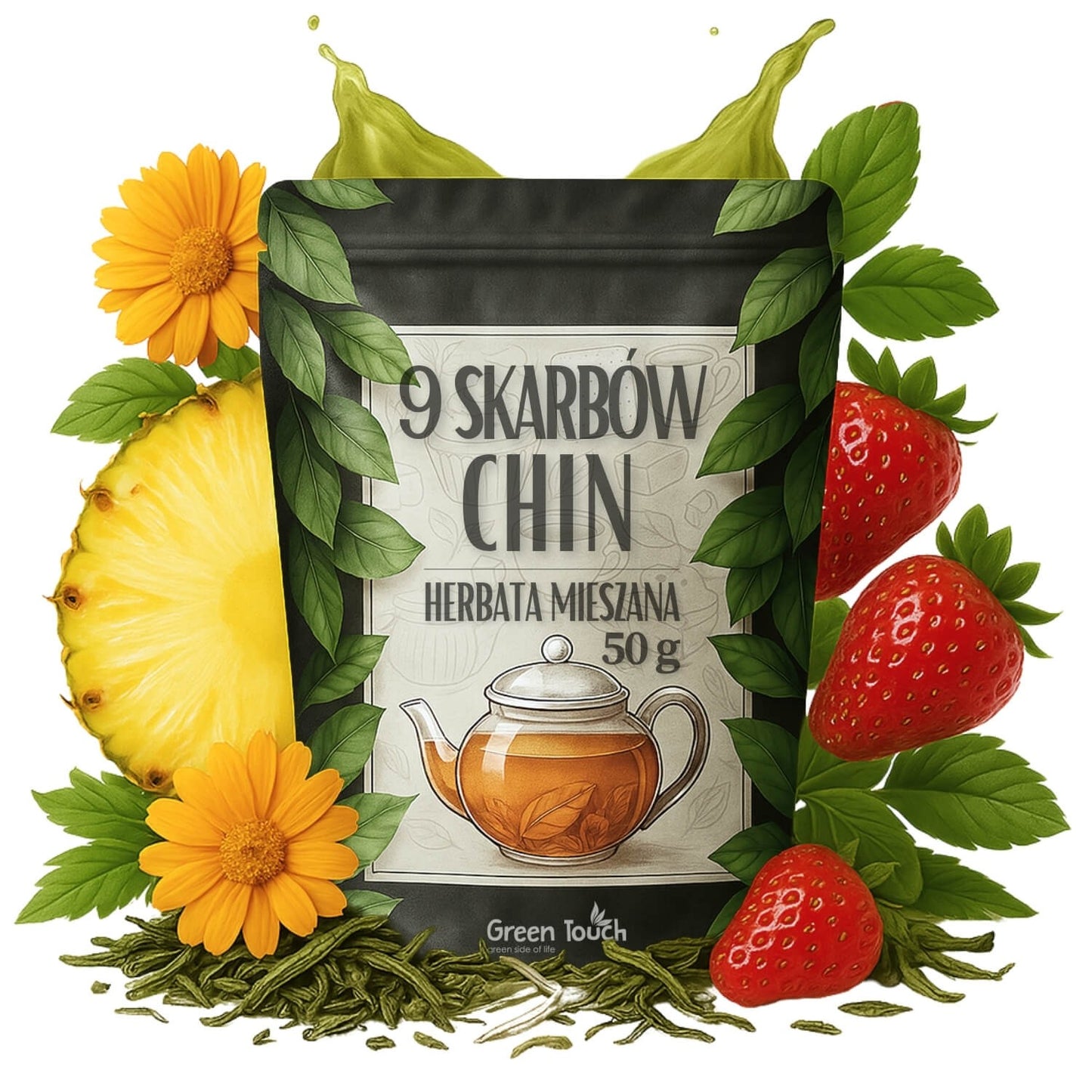 9 Skarbów Chin 50 g herbata zielona z ananasem, oolong i Pai Mu Tan