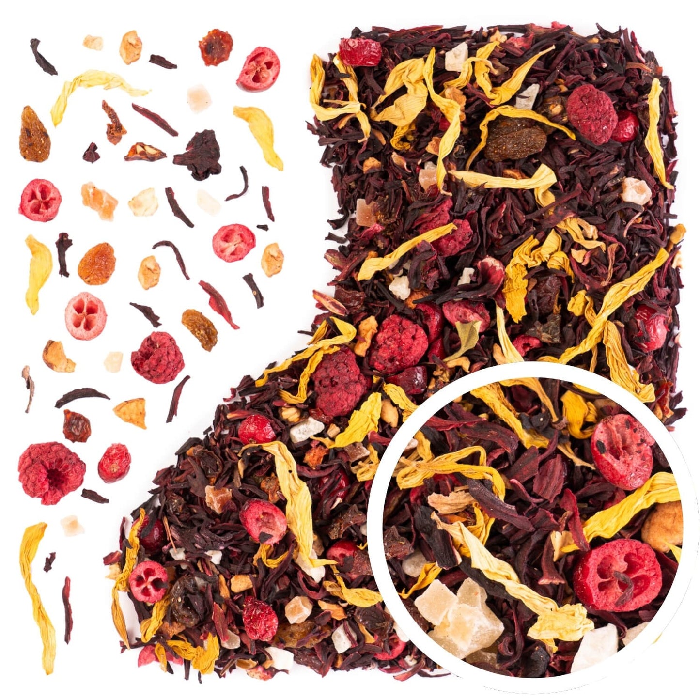 Czerwony szept 100 g - herbata owocowa ananas żurawina malina smak lata