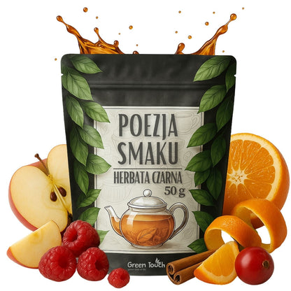 Poezja smaku 50 g - herbata czarna pomarańczowa z jabłkiem i cynamonem maliny