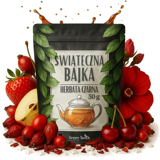 Świąteczna bajka 50 g - herbata czarna żurawina pąki róży płatki śniegu owoce