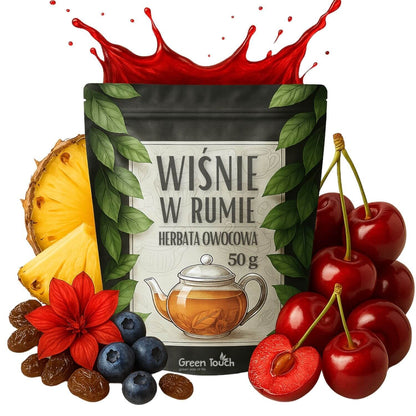 Susz wiśnie w rumie 50 g - herbata owocowa z ananasem, jagodą i wiśnią