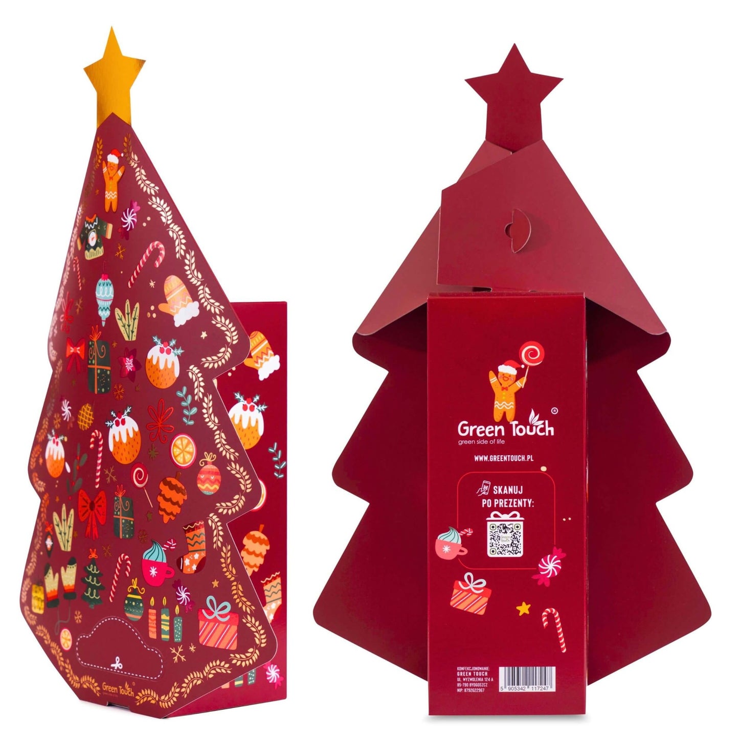 Kalendarz adwentowy z herbatą liściastą choinka prezent Green Touch