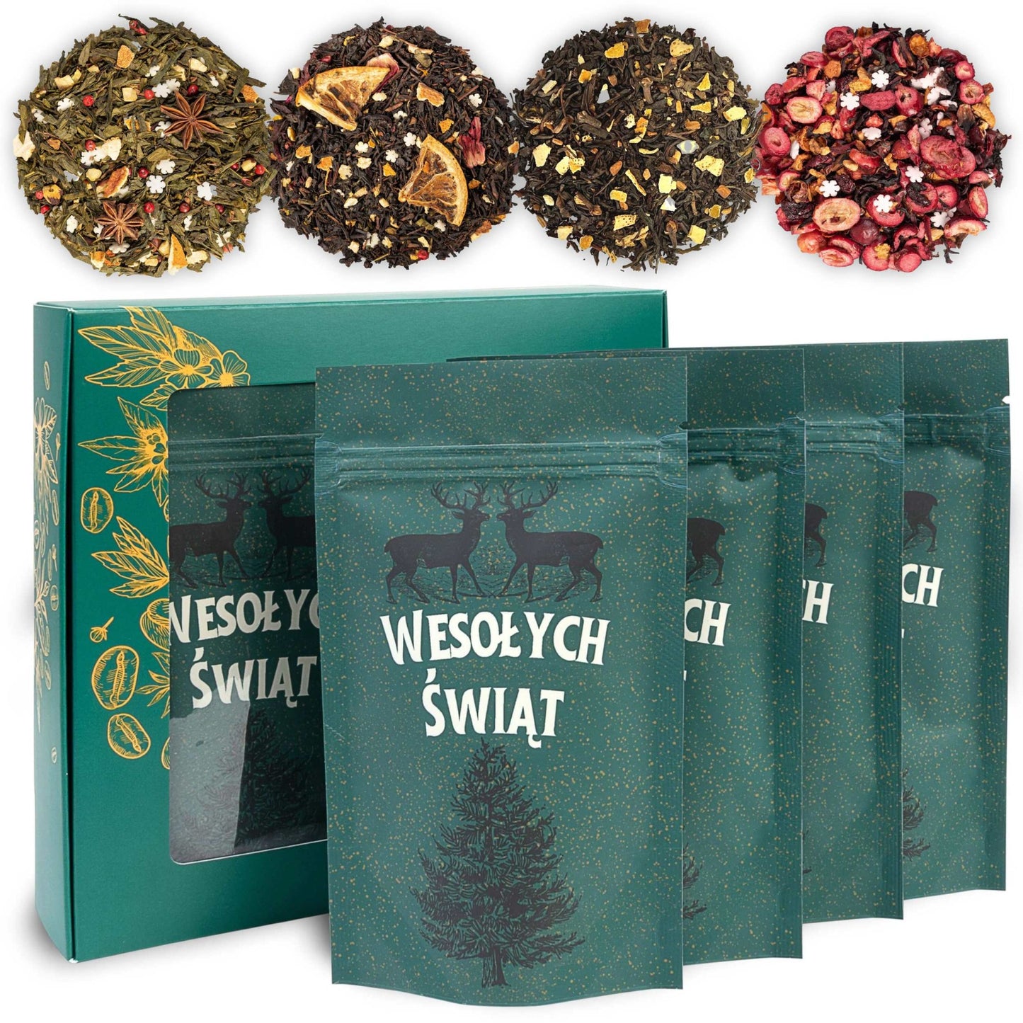 Zestaw herbat świątecznych 4 x 50 g torebki prezent na święta upominek box